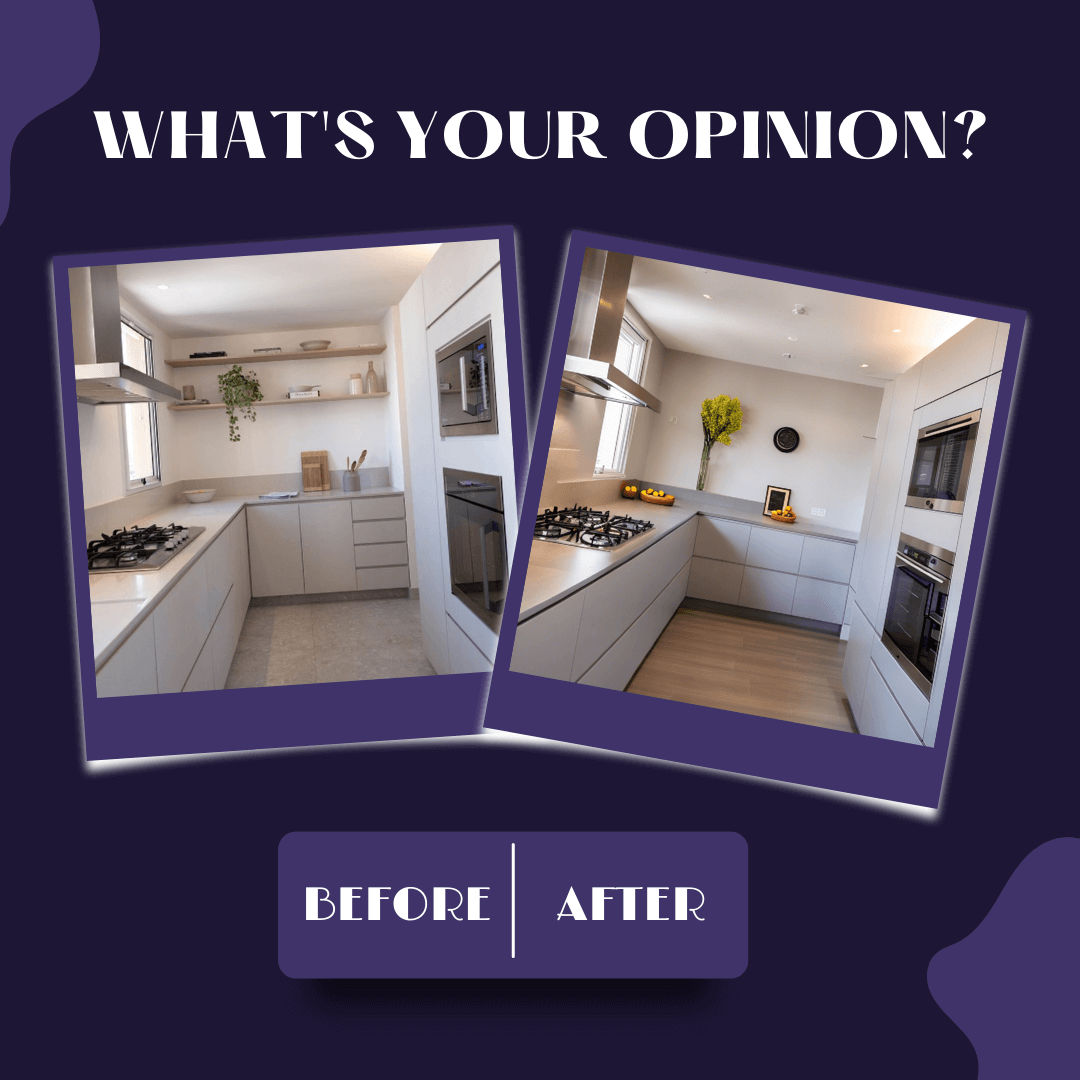 Before and after using Modern style redesign