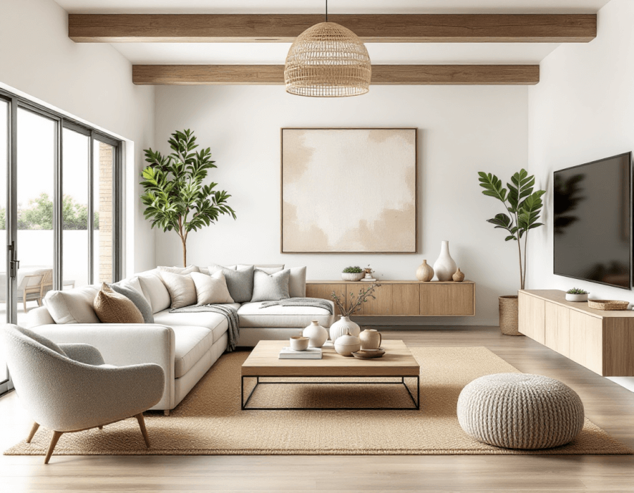 a living room designed in a California casual style