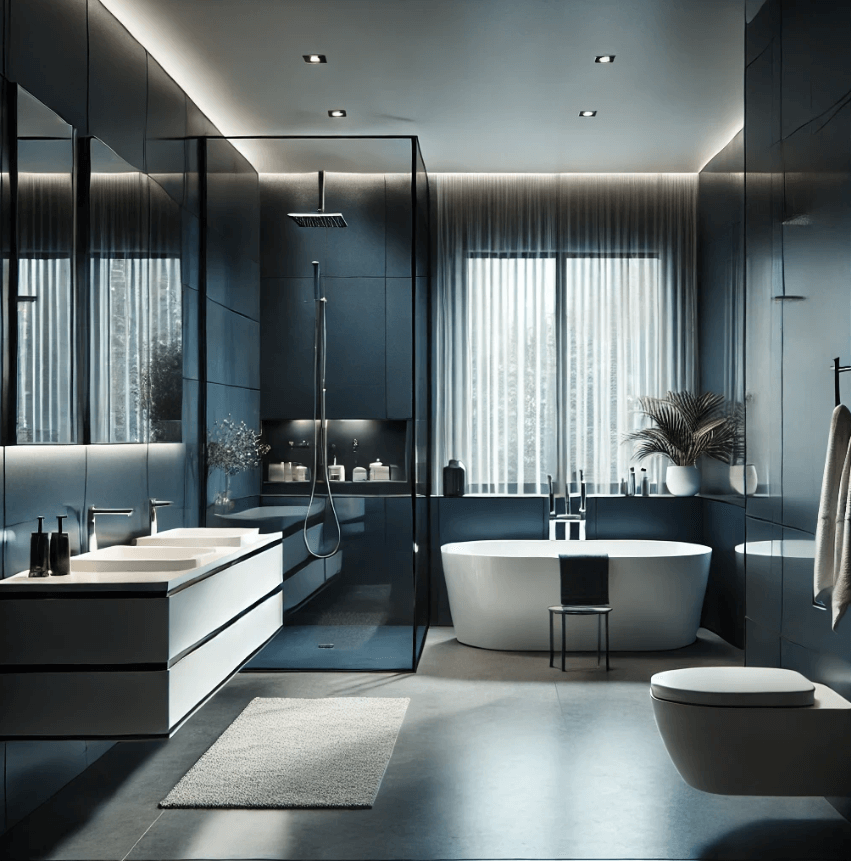 a grey living room designed in a contemporary style