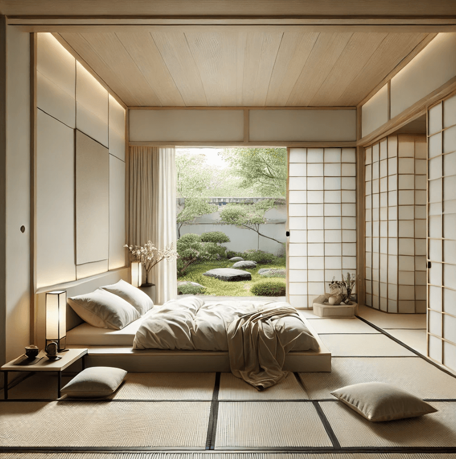 a japanese bedroom designed in a contemporary style