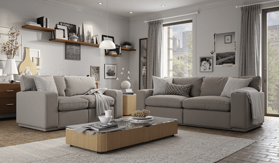 a living room designed in an Ikea style