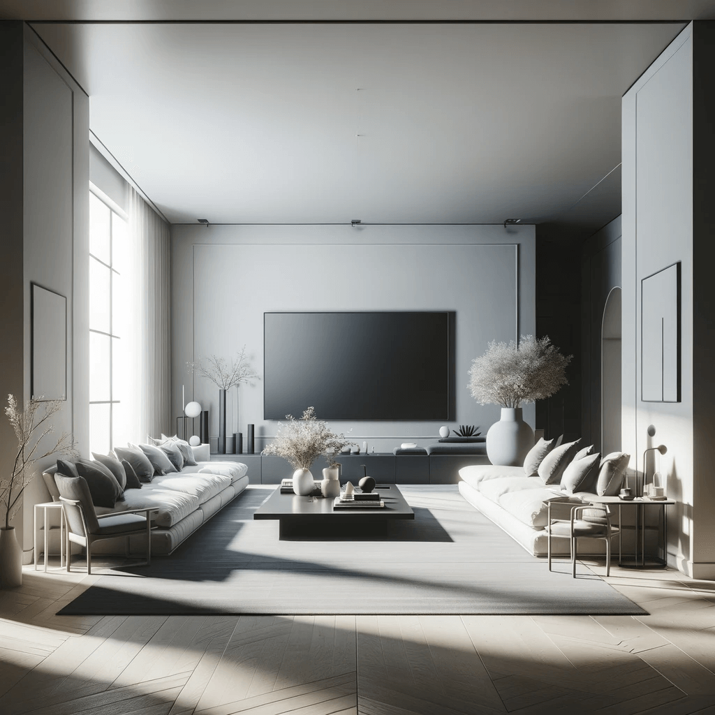 a living room designed in a minimalist style
