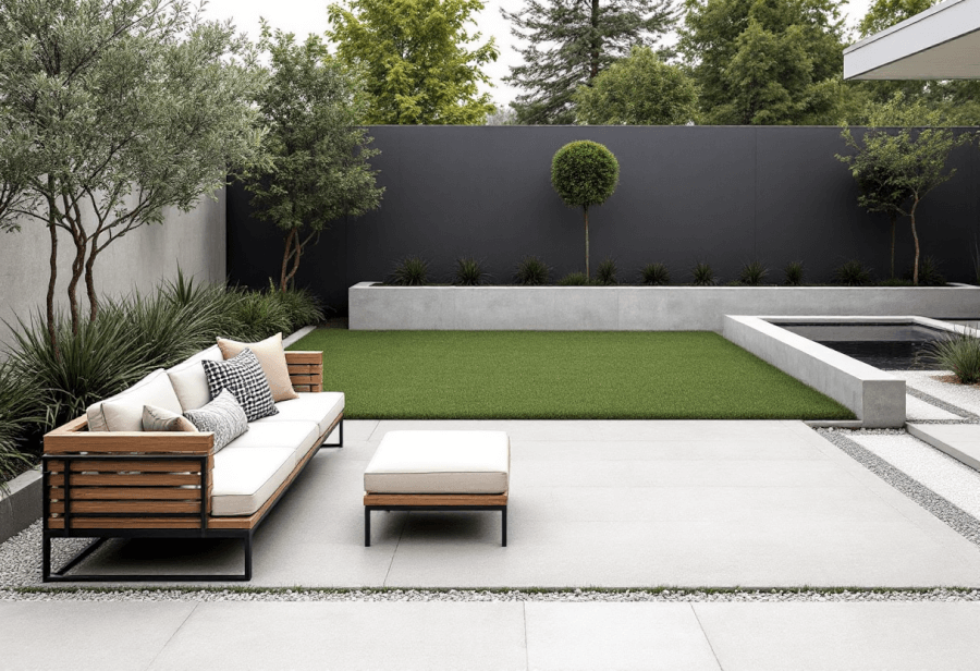 a backyard designed in a minimalist style