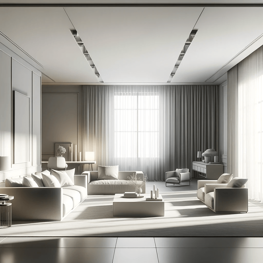 a living room decorated in a minimalist style