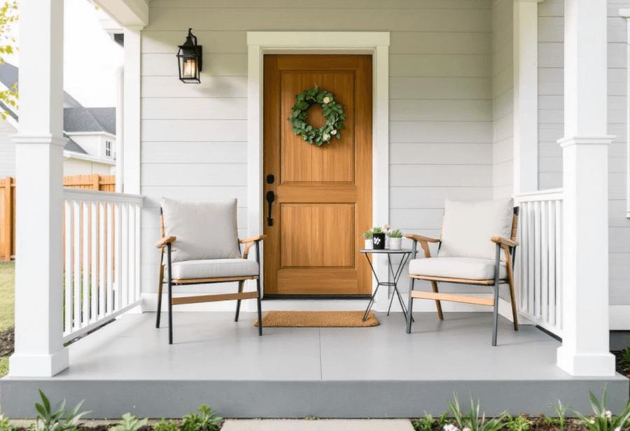 a spring porch designed in a modern style