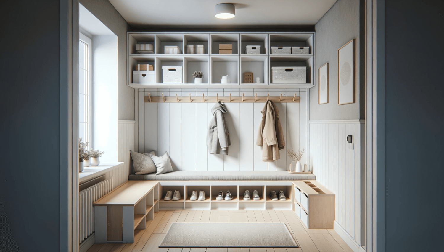 a mudroom designed in ikea style