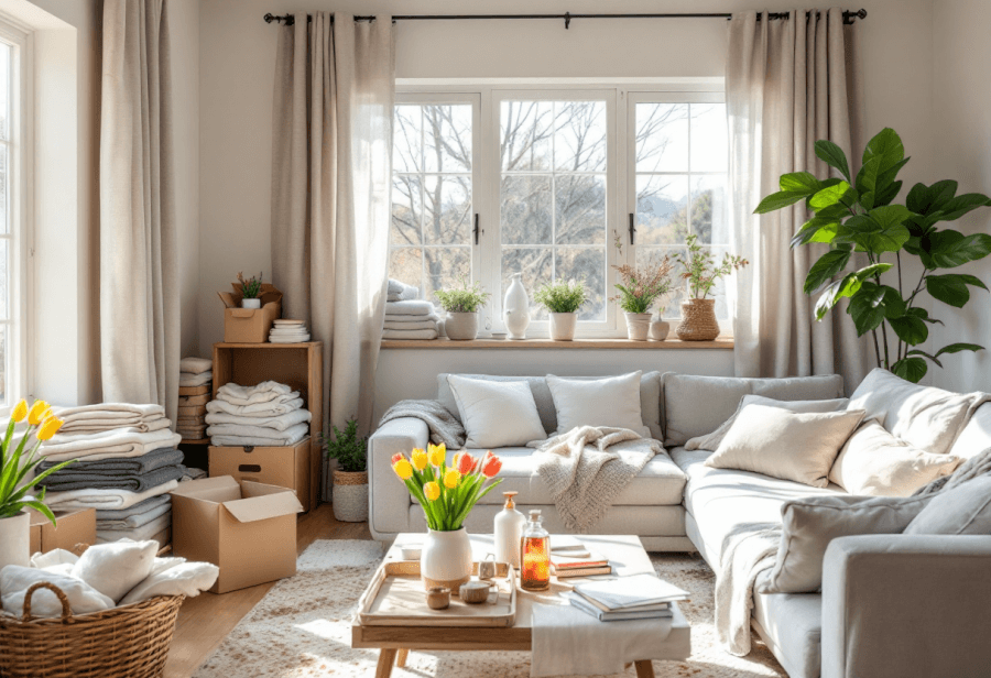 a room during the spring cleaning period