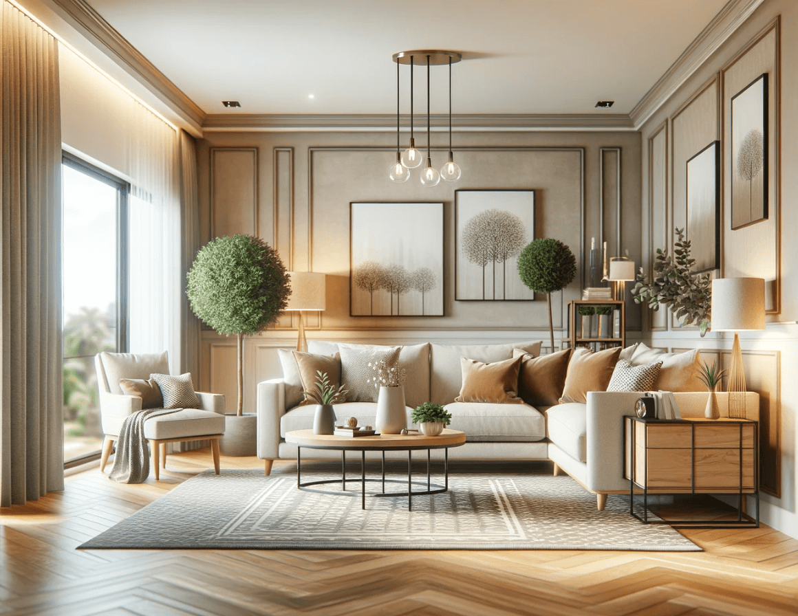 a virtual staged living room